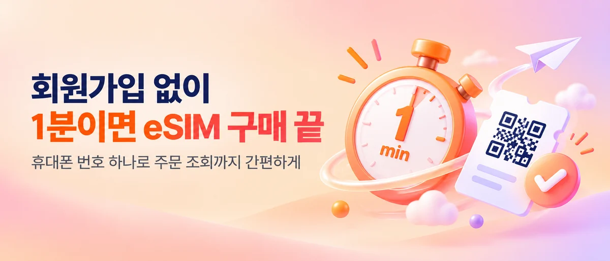 회원가입 없이 1분이면 eSIM 구매 끝